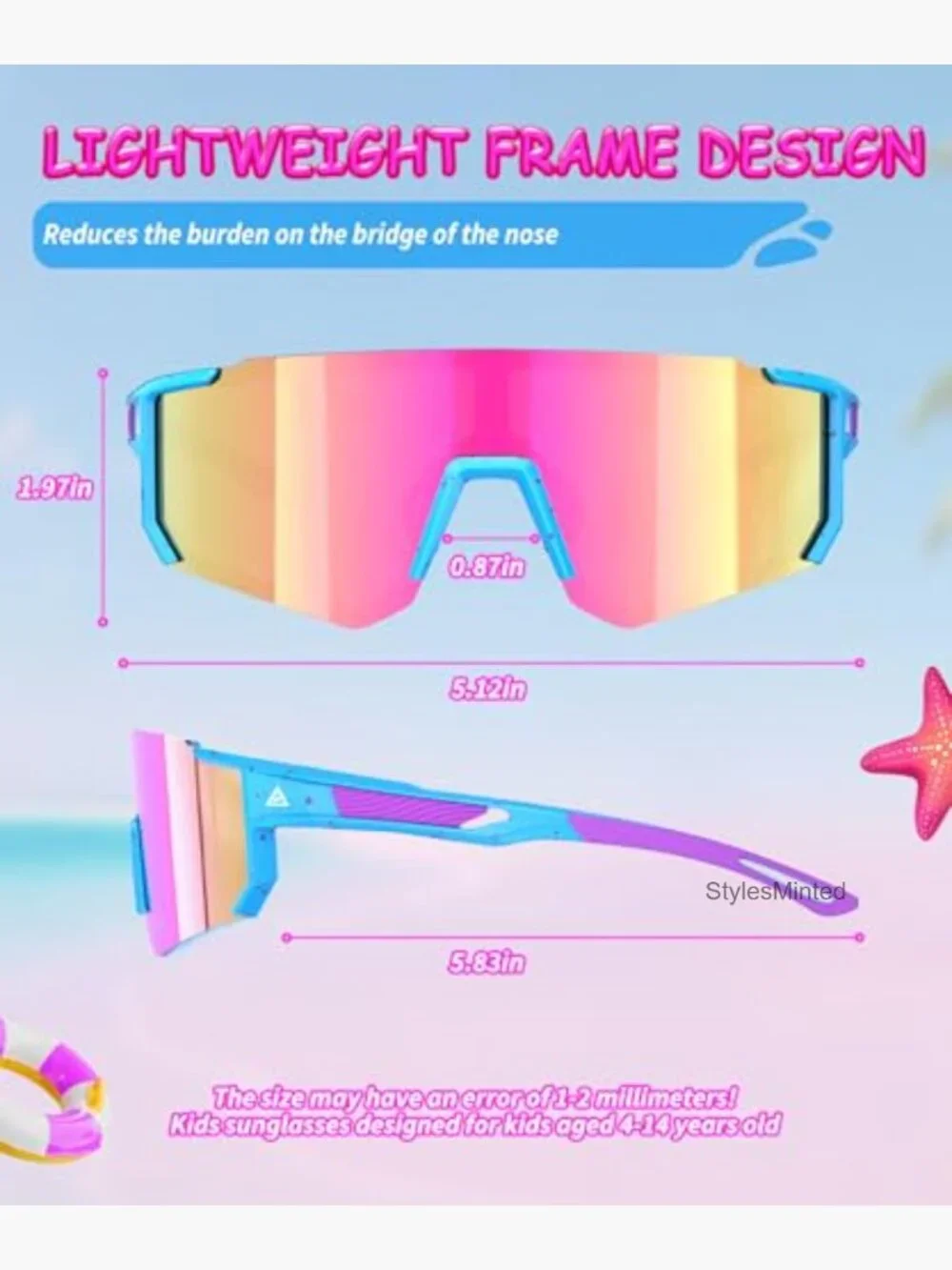 Youth Baseball Softball Sunglasses 3 Pack UV Protection Kids Sports